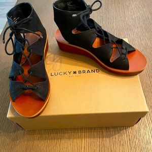 Lucky Cute lace up sandals with fun wedge heel.